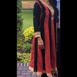Black and red Pakistani outfit